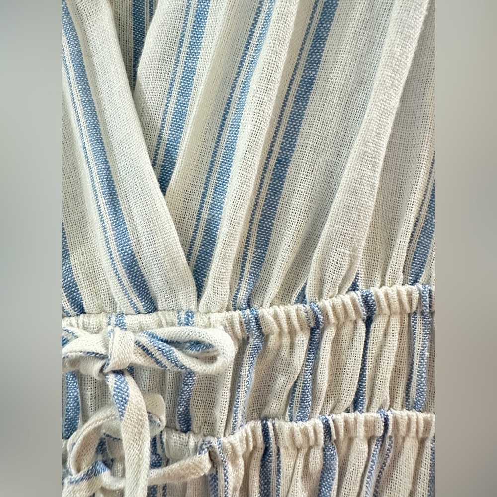 NWT SZ L Nicole Miller Blue and White Striped Maxi Sleeveless Dress - Picture 3 of 9